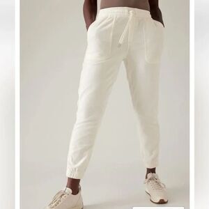 Athleta Farallon Cream Elastic Adjustable Waist Joggers Women’s Size Medium
